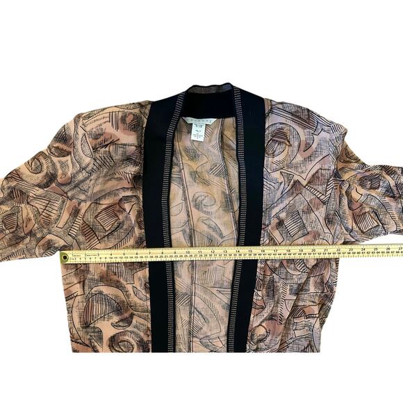 Vintage Melrose Abstract Print Retro Open Front Statement Power Blazer Size 8 - Picture 4 of 6